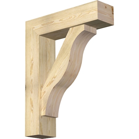 Ekena Millwork Funston Block Rough Sawn Bracket w/ Offset Brace, Douglas Fir, 8"W x 30"D x 38"H BKT0806X30X38FST05RDF